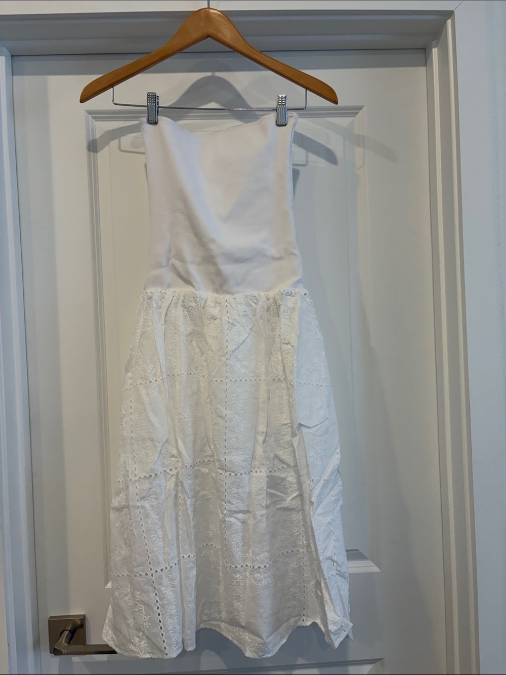 WeWoreWhat White Strapless Eyelet Midi Dress